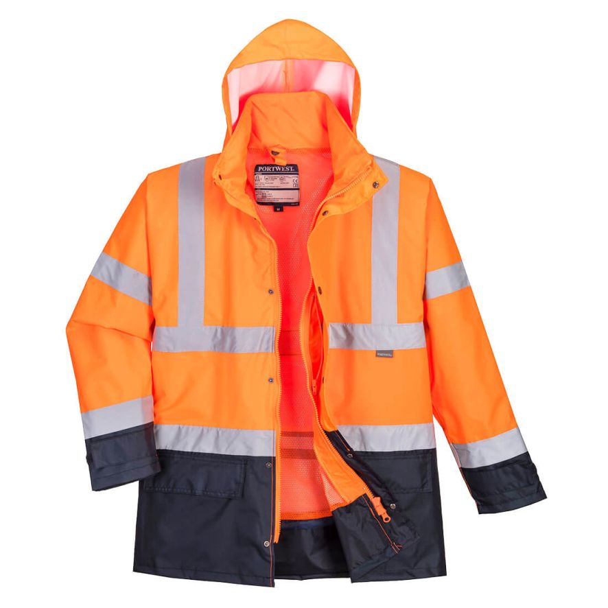 Hi-Vis 5-in-1 Contrast Executive Jacket , 4XL, R, Orange/Navy