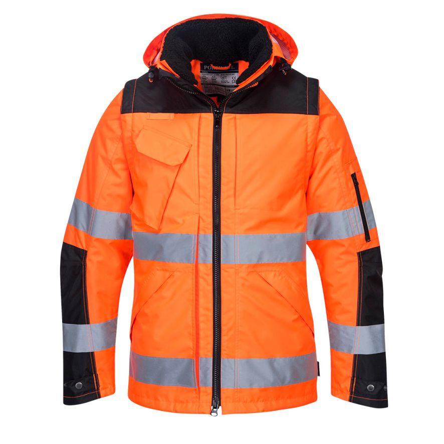 Hi-Vis 3-in-1 Contrast Winter Pro Jacket , L, R, Orange/Black