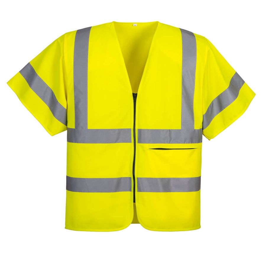 Hi-Vis Band and Brace Zip Vest S/S , L, R, Yellow
