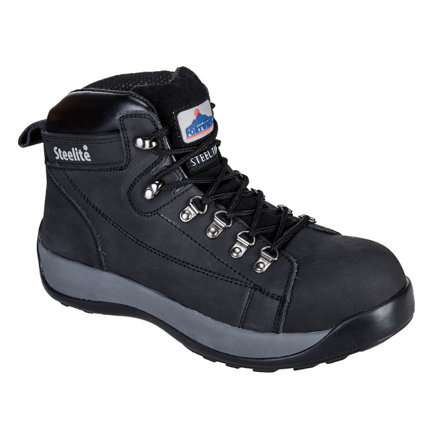 Steelite Mid Cut Nubuck Boot SB HRO, 38, R, Black