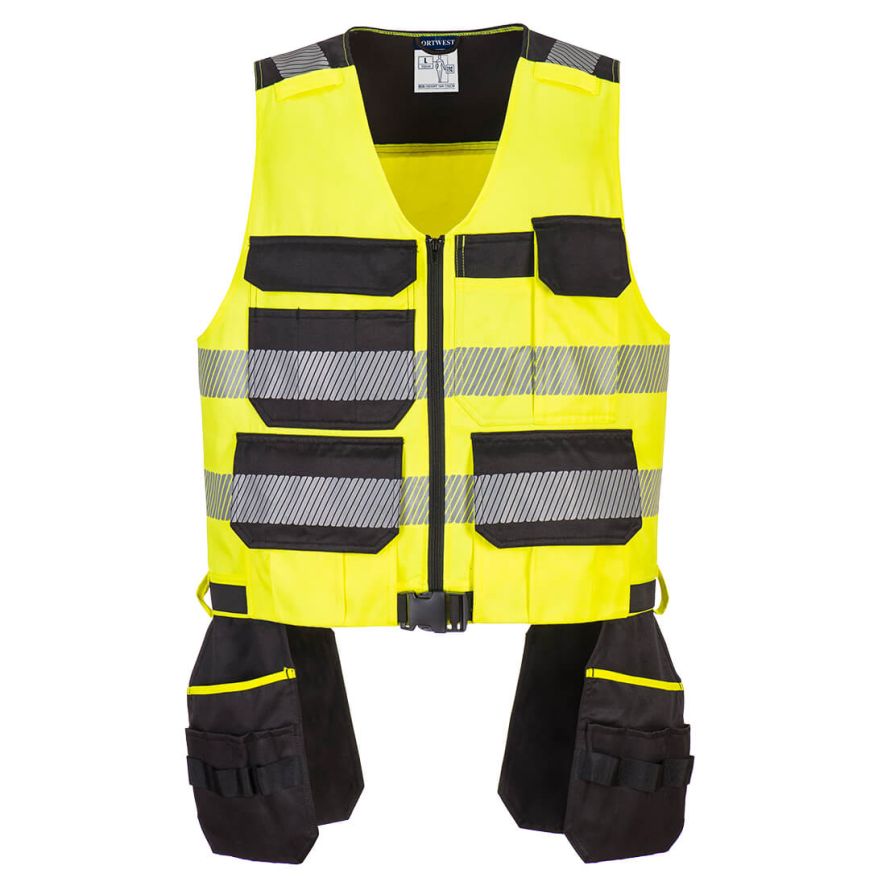 PW3 Hi-Vis Class 1 Tool Vest , L, R, Yellow/Black