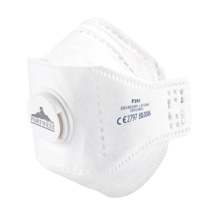 EAGLE FFP3 Valved Dolomite Fold Flat Respirator (Pk10), , R, White