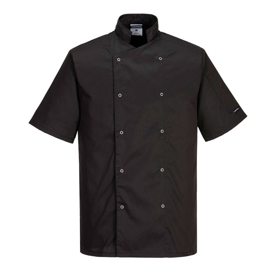 Cumbria Chefs Jacket S/S, 4XL, R, Black