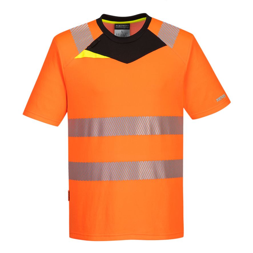 DX4 Hi-Vis T-Shirt S/S , 4XL, R, Orange/Black