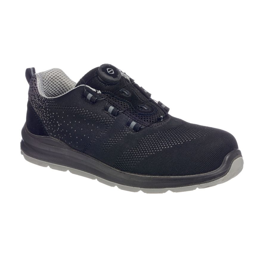 Portwest Compositelite Wire Lace Safety Trainer Knit S1P, 36, Y, Black/Grey
