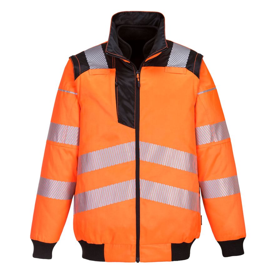 PW3 Hi-Vis 3-in-1 Pilot Jacket , L, R, Orange/Black