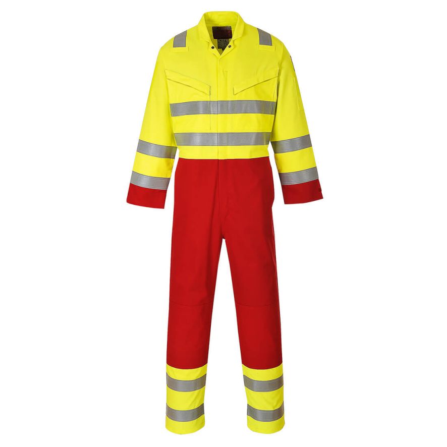 Bizflame Work Hi-Vis Coverall, L, R, Yellow