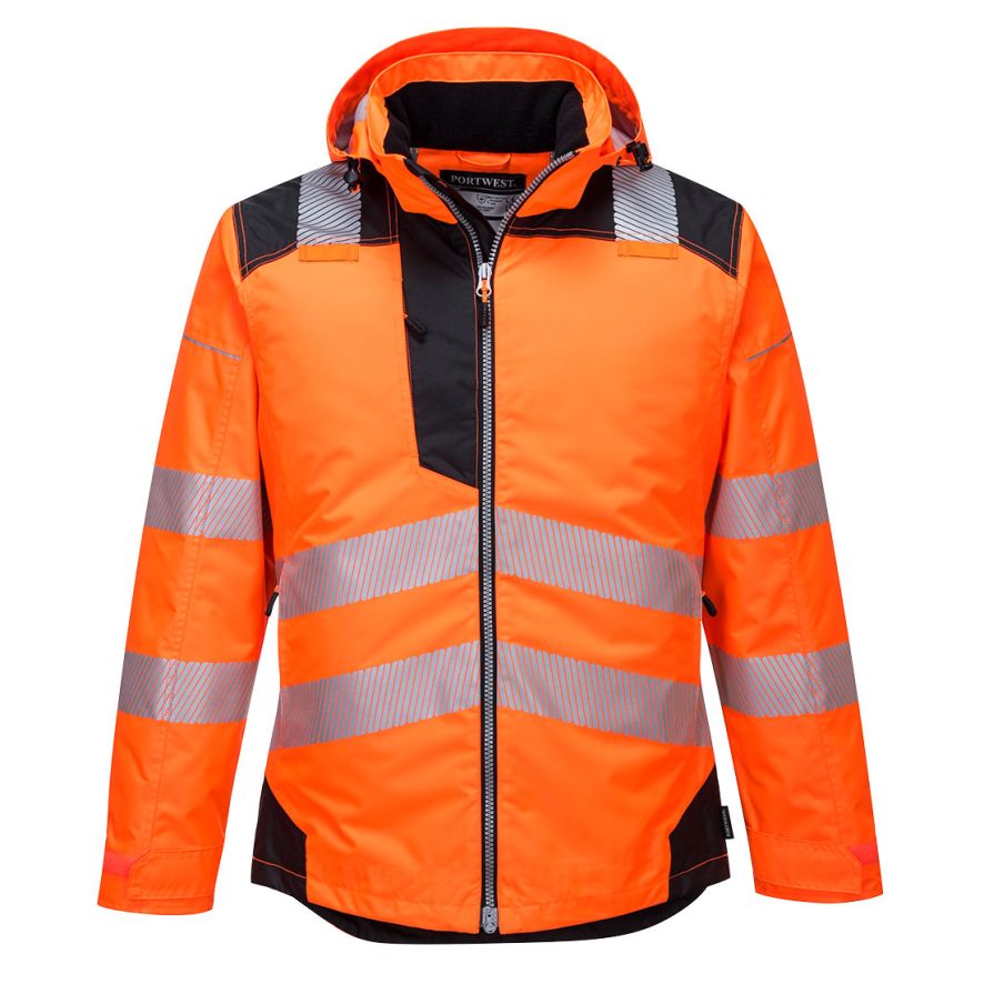 PW3 Hi-Vis Winter Jacket , 4XL, R, Orange/Black