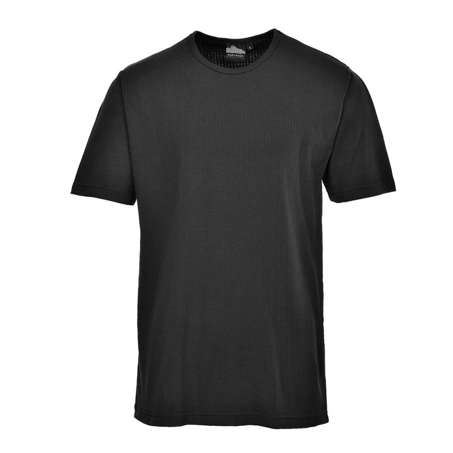 Thermal T-Shirt Short Sleeve, L, R, Black