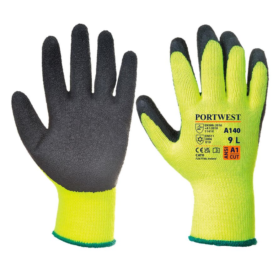 Thermal Grip Glove - Latex, L, R, Black