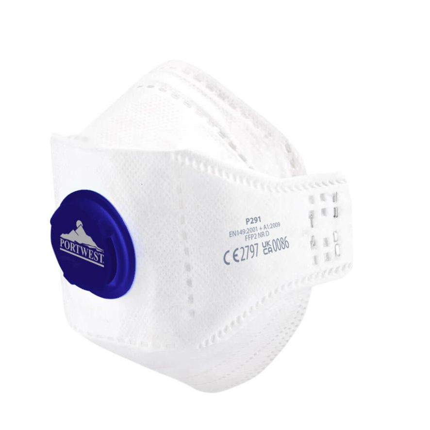 EAGLE FFP2 Valved Dolomite Fold Flat Respirator (Pk10), , R, White