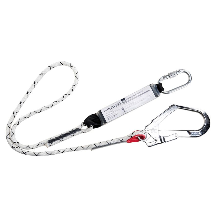 Single Kernmantle 1.8m Lanyard With Shock Absorber, , R, White