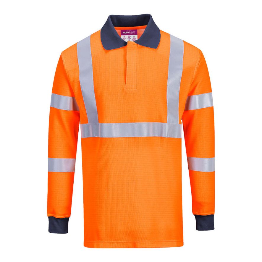 Flame Resistant RIS Polo Shirt, L, R, Orange