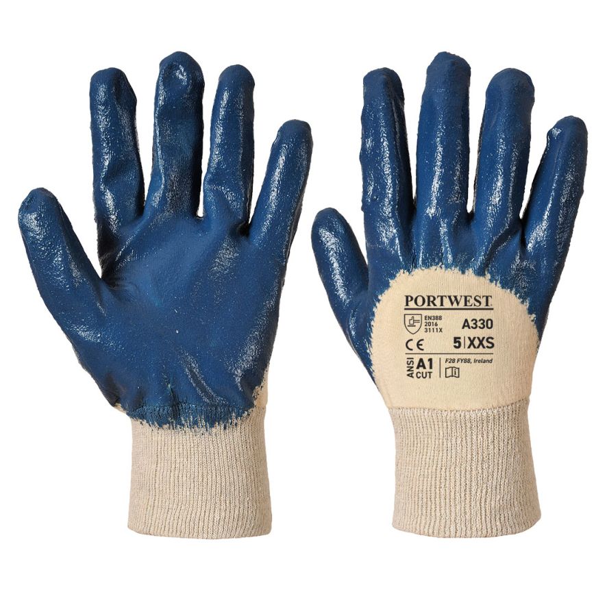 Nitrile Light Knitwrist, L, R, Navy