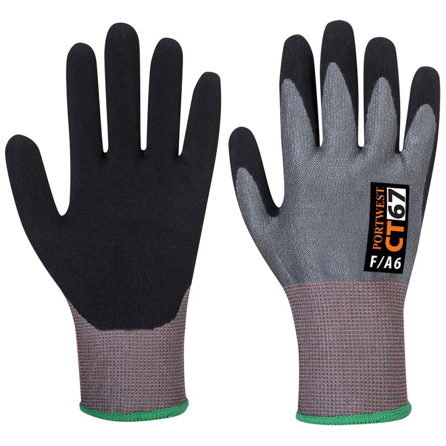 CT Cut F13 Nitrile Glove, L, R, Grey/Black