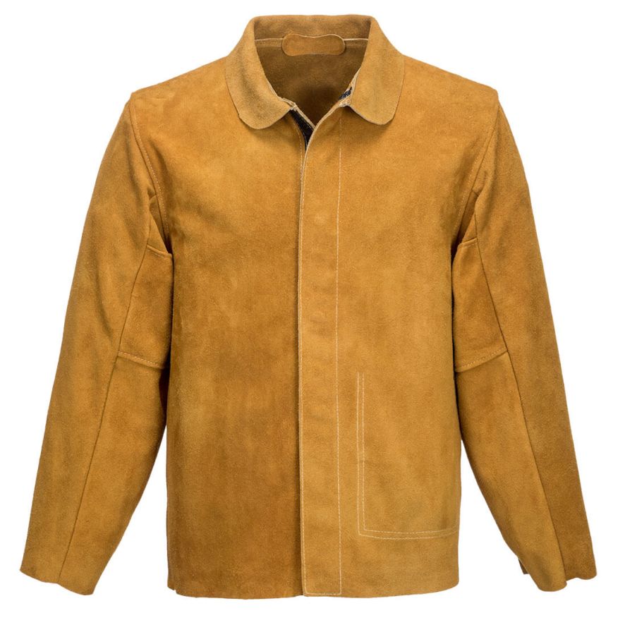 Leather Welding Jacket, L, R, Tan
