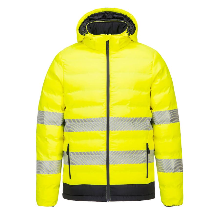 Hi-Vis Ultrasonic Heated Tunnel Jacket, L, R, Yellow/Black