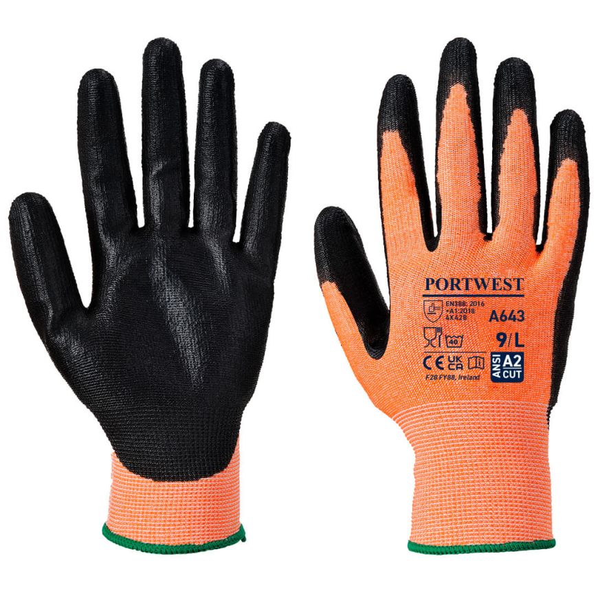 Amber Cut Glove - Nitrile Foam, L, R, Amber