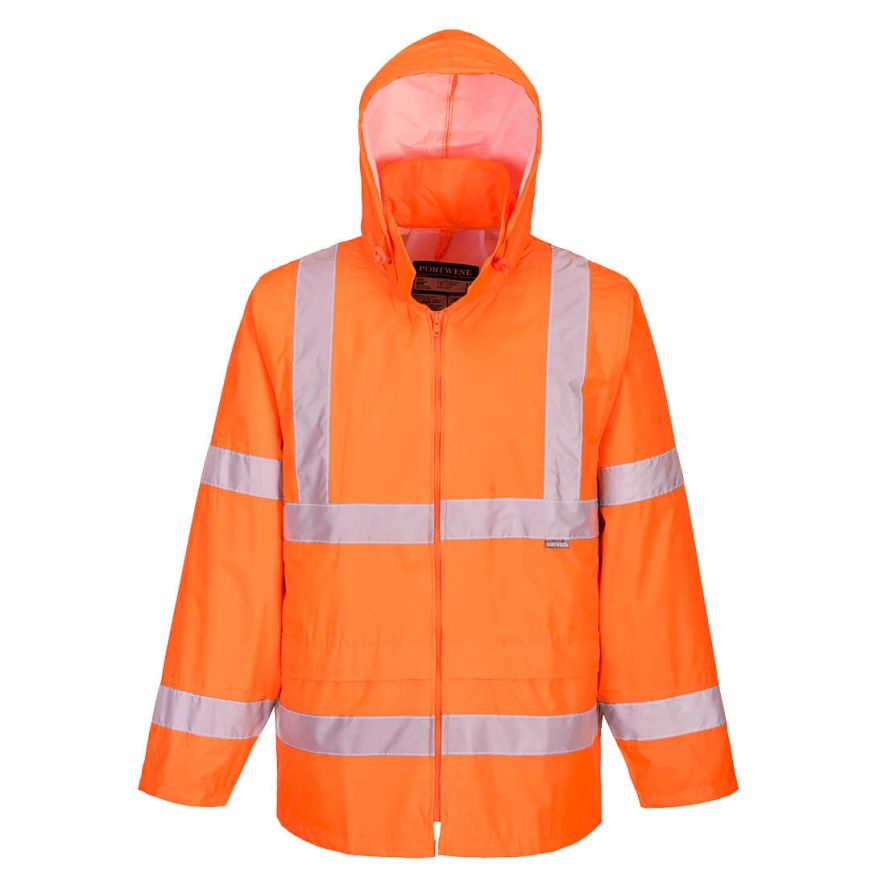 Hi-Vis Rain Jacket, 4XL, R, Orange