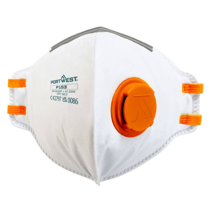 FFP1 Valved Dolomite Fold Flat Respirator (Pk20), , R, White