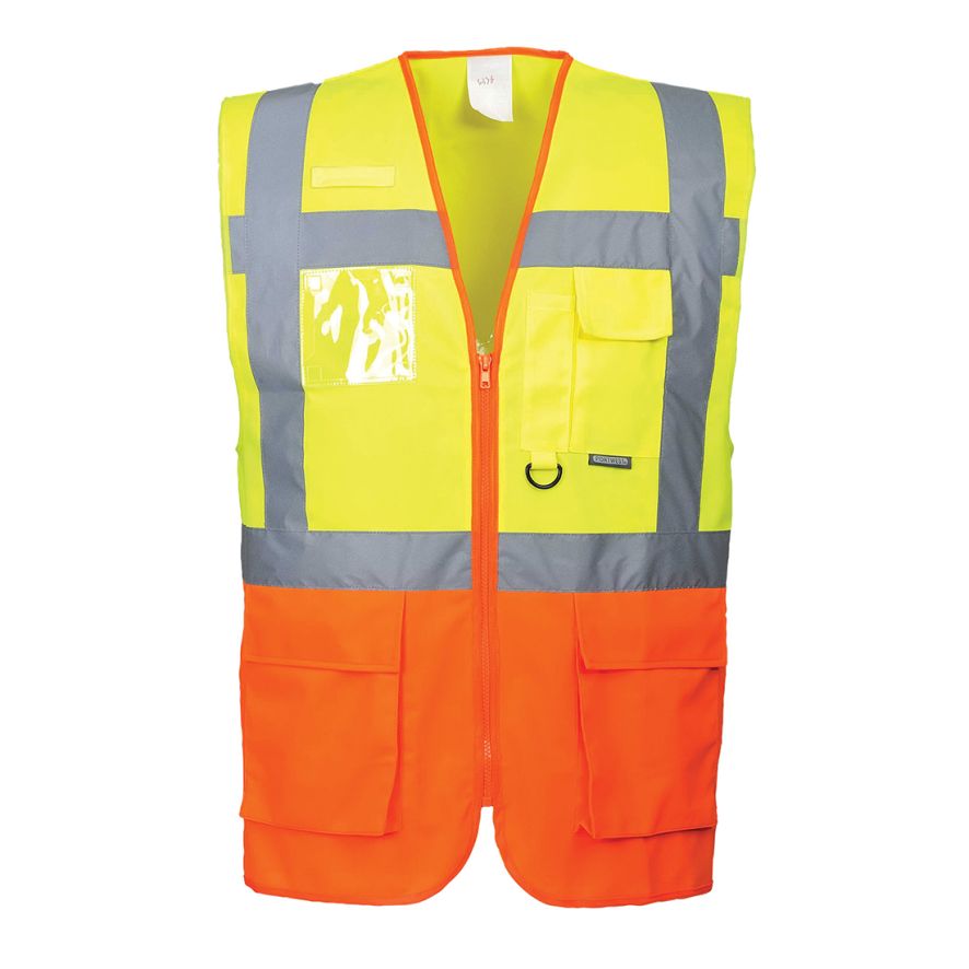 Prague Hi-Vis Executive Vest , L, R, Yellow/Orange