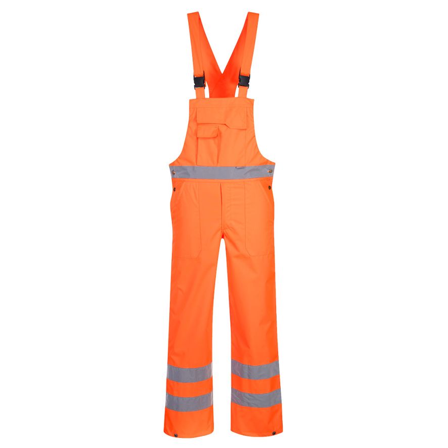Hi-Vis Breathable Rain Bib and Brace, L, R, Orange
