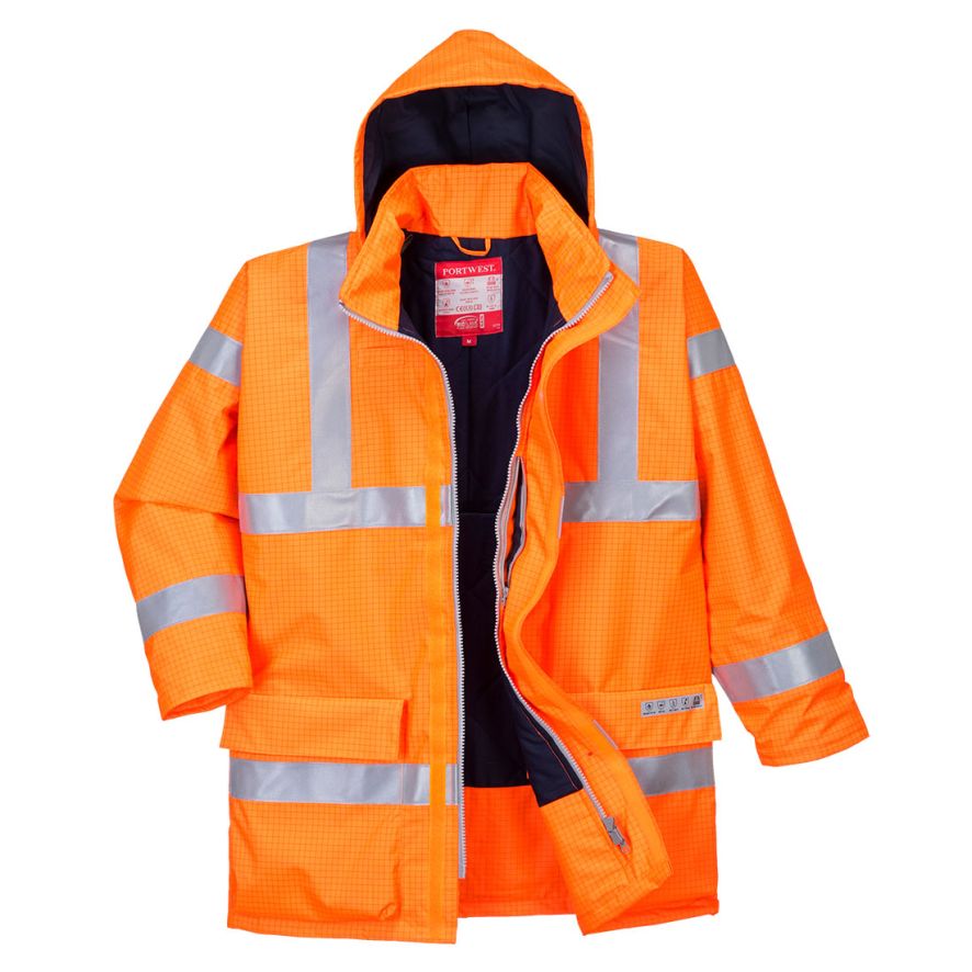 Bizflame Rain Hi-Vis Antistatic FR Jacket, 4XL, R, Orange