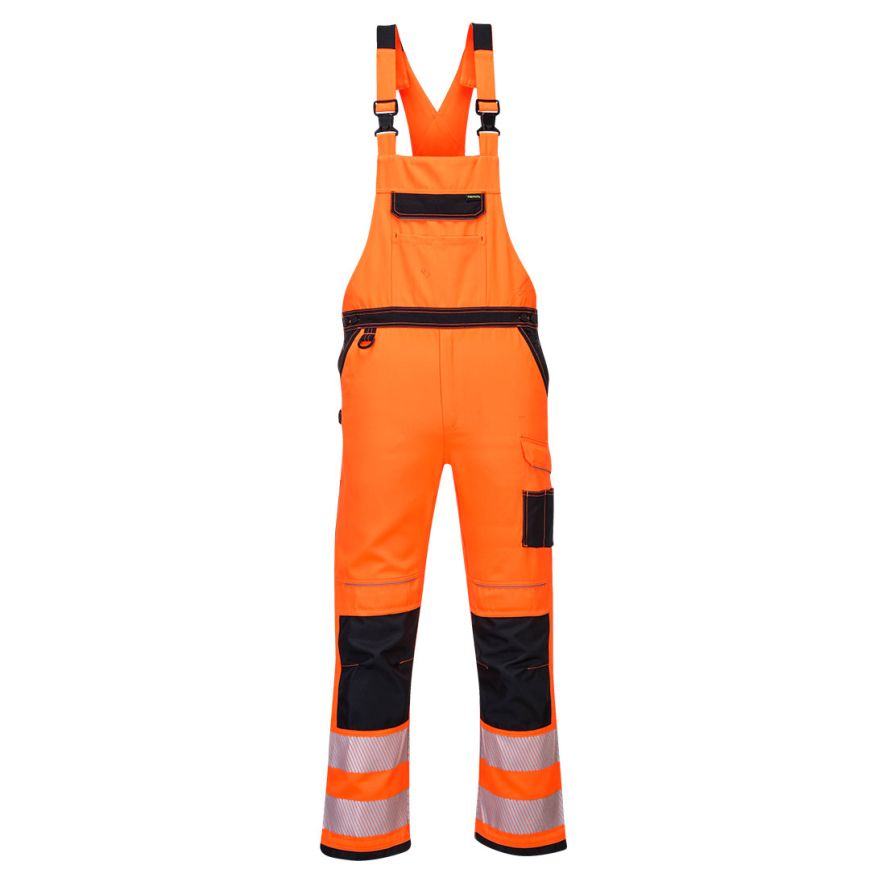 PW3 Hi-Vis Bib and Brace, L, R, Orange/Black