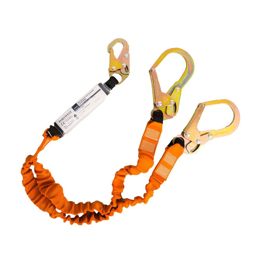 Double 140kg 1.8m Lanyard with Shock Absorber, , R, Black/Orange