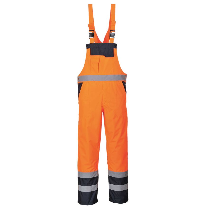 Hi-Vis Contrast Winter Bib and Brace, L, R, Orange