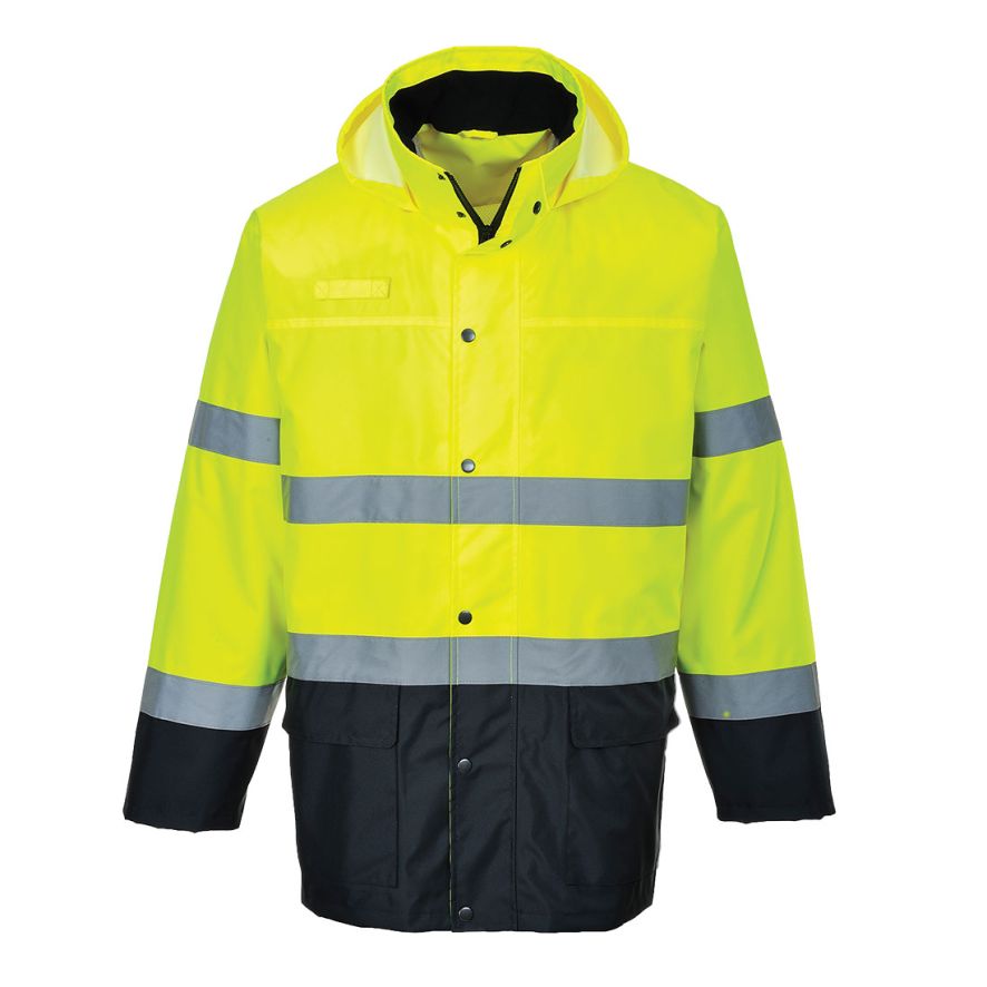 Hi-Vis Contrast Rain Lite Traffic Jacket , L, R, Yellow/Navy