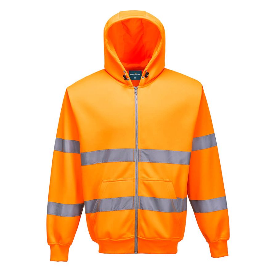 Hi-Vis Zipped Hoodie, 4XL, R, Orange