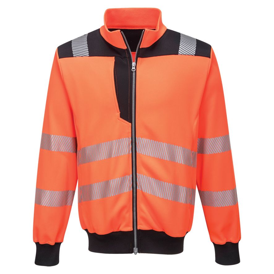 PW3 Hi-Vis Zip Sweatshirt, 4XL, R, Orange/Black