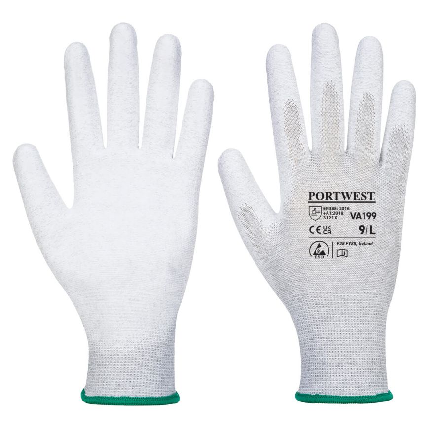 Vending Antistatic PU Palm Glove, M, R, Grey