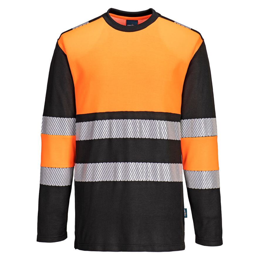 PW3 Hi-Vis Cotton Comfort Class 1 T-Shirt L/S , 4XL, R, Orange/Black