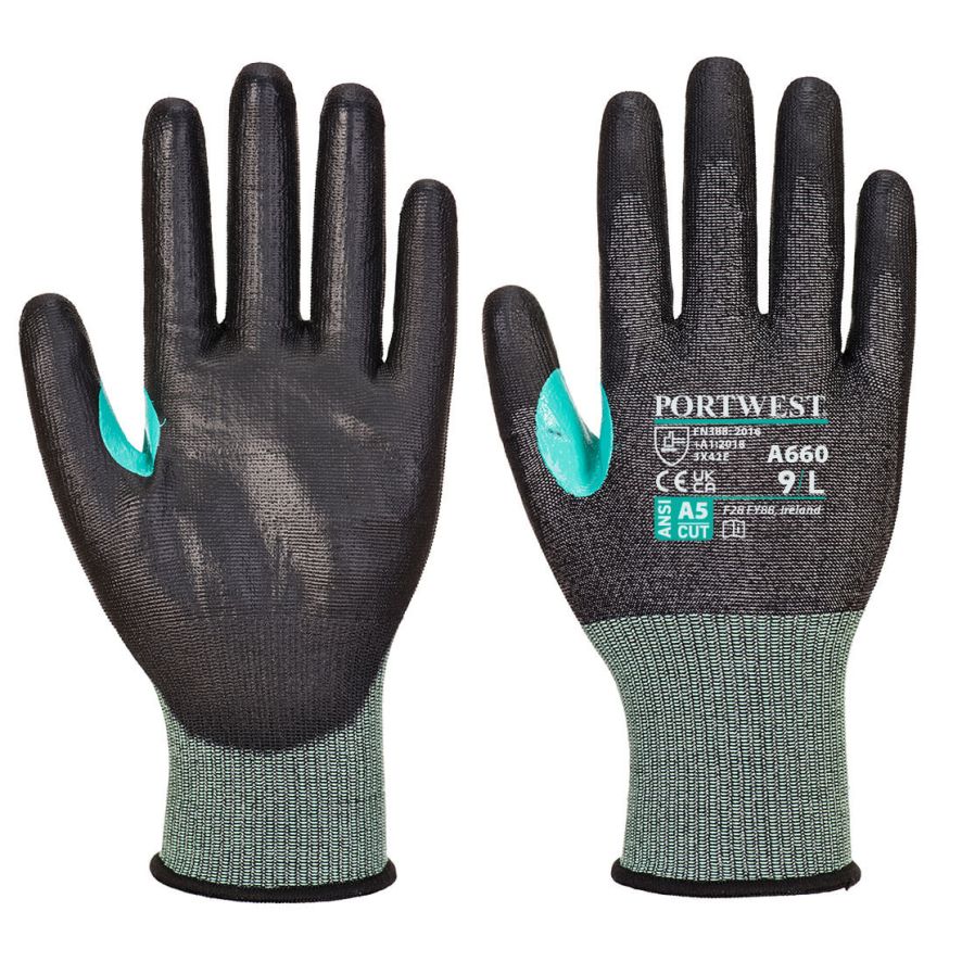 CS Cut E18 PU Glove, L, R, Black