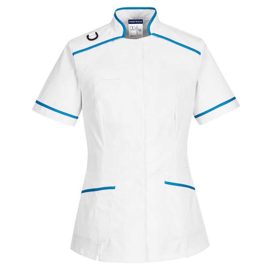 Medical Tunic, L, R, White/Aqua
