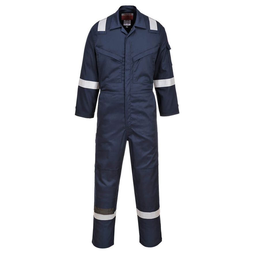Insect Repellent Flame Resistant Coverall, L, R, Navy