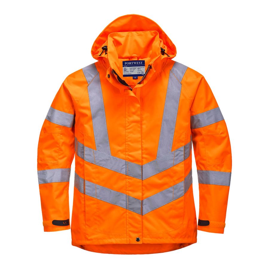 Hi-Vis Women's Breathable Rain Jacket, S, R, Orange