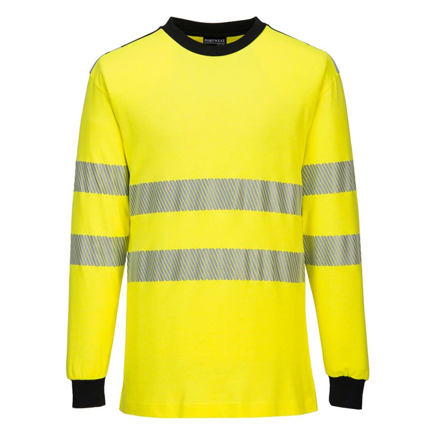 PW3 Flame Resistant Hi-Vis T-Shirt, L, R, Yellow/Black