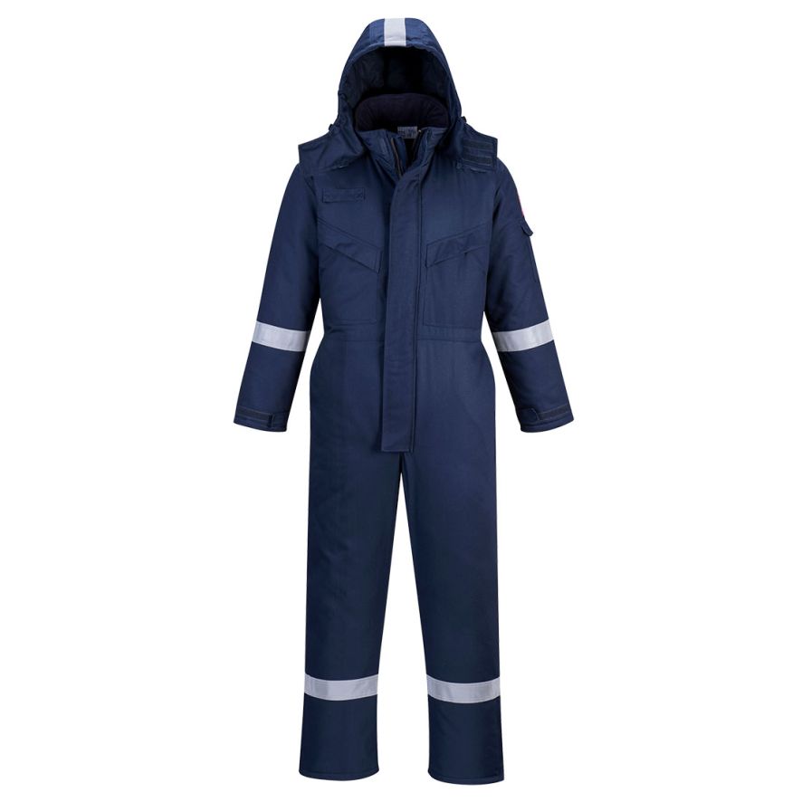 FR Anti-Static Winter Coverall, L, R, Navy