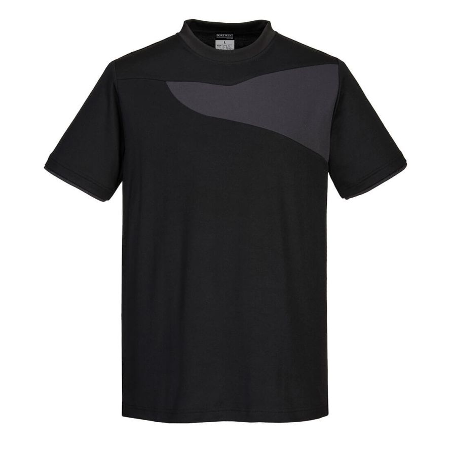 PW2 Cotton Comfort T-Shirt S/S, L, R, Black/Zoom Grey