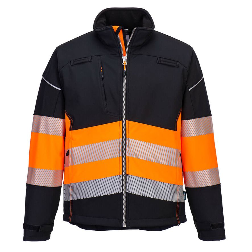 PW3 Hi-Vis Class 1 Softshell (3L), 4XL, O, Black/Orange