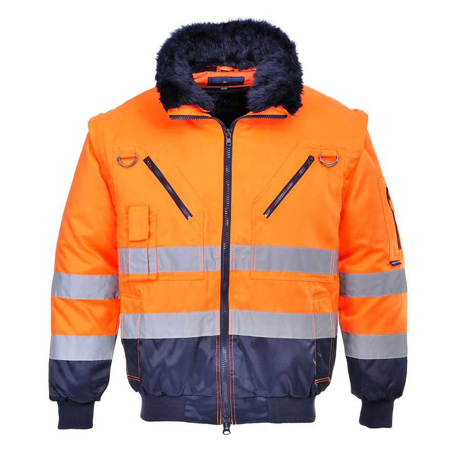 Hi-Vis 3-in-1 Contrast Pilot Jacket , 4XL, R, Orange/Navy