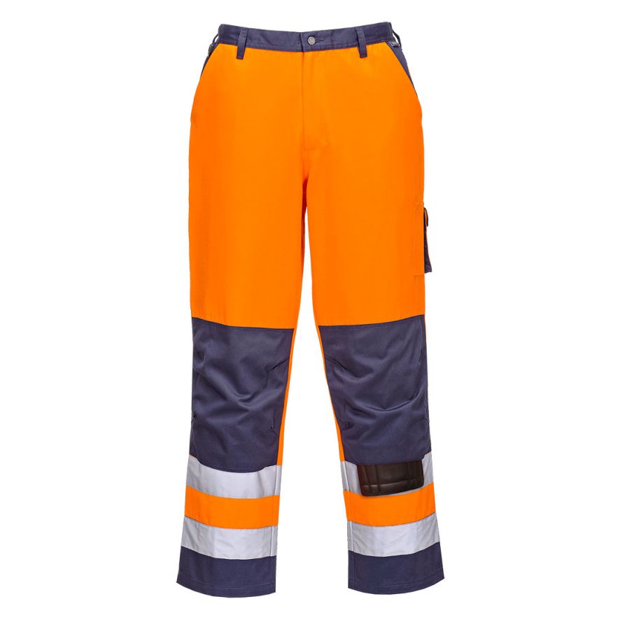 Lyon Hi-Vis Contrast Work Trousers, 4XL, R, Orange/Navy