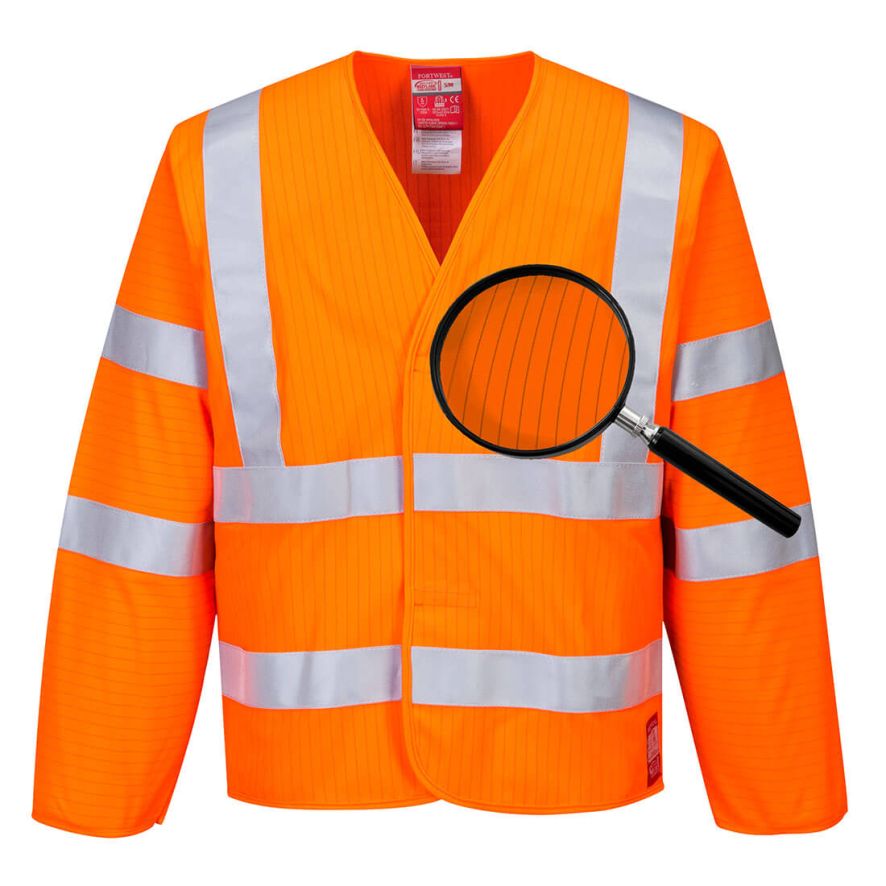 Hi-Vis Anti Static Jacket - Flame Resistant, L/XL, R, Orange
