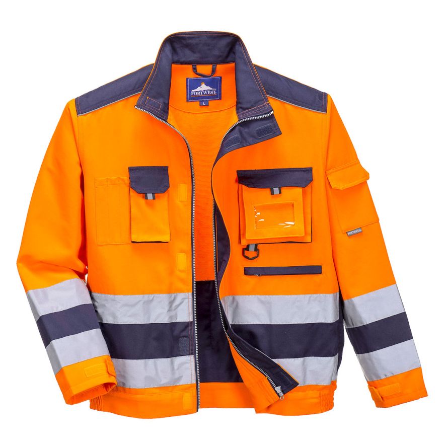 Lille Hi-Vis Contrast Bomber Jacket, L, R, Orange/Navy
