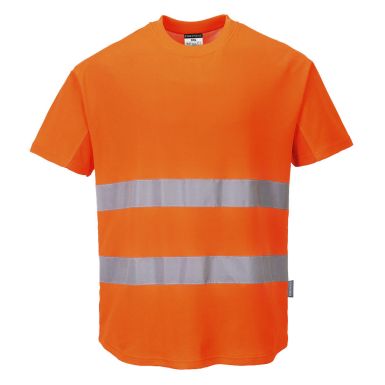 Hi-Vis Cotton Comfort Mesh Insert T-Shirt S/S , L, R, Orange