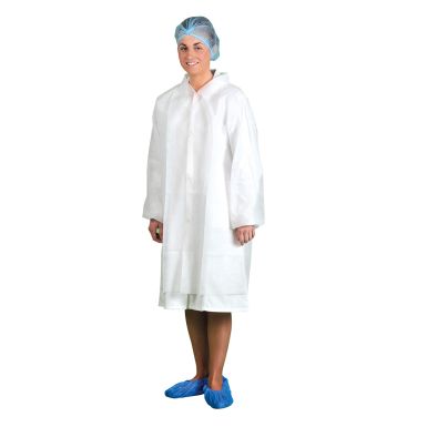 Disposable Visitors Coat PP (PK200), L, R, White