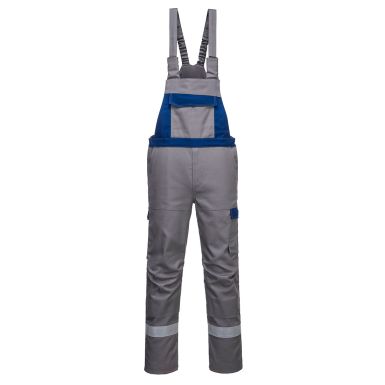 Bizflame Industry Two Tone Bib and Brace, L, R, Grey